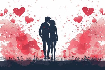 Artistic Representation of Romantic Roles: A Vibrant Collection of Loving Details, Perfect Matches, and Positive Vibes in Marriage Designs - obrazy, fototapety, plakaty