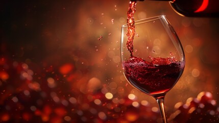 A Glass of Splashing Red Wine