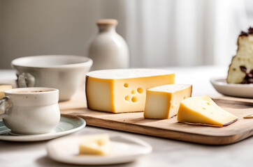 Fototapeta na wymiar slices of cheese with mold