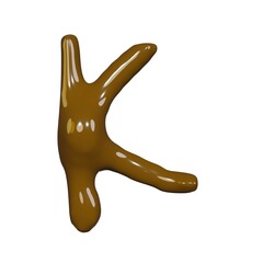 3d render of isolated on white of chocolate liquid alphabet font for gourmet packaging design