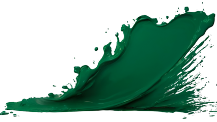Green stroke of paint isolated on white background