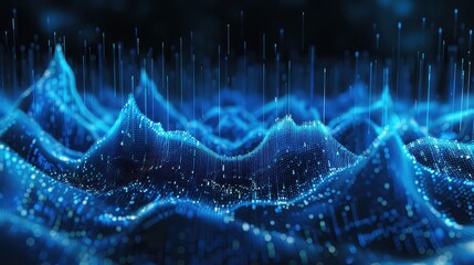 3D Sound waves. Big data abstract visualization. Digital technology concept: virtual landscape. Futuristic background.Blue sound waves,visual audio waves equalizer Abstract Technological Background 
