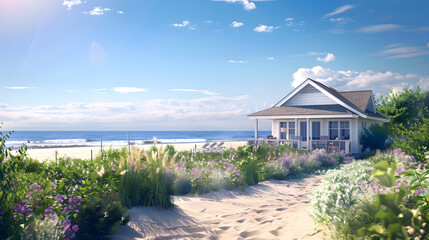 Ultimate Seaside Retreat: Scenic New Jersey Beach Rental Offering Unparalleled Ocean Views - obrazy, fototapety, plakaty