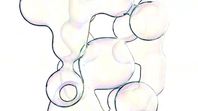 Abstract bubble metaball shapes on white back 