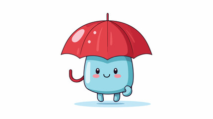Illustration of u for umbrella 2d flat cartoon vact