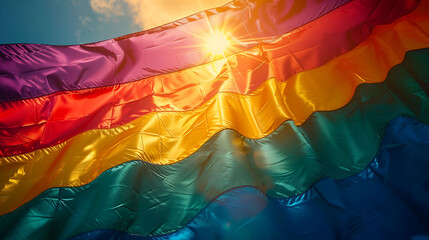 Rainbow flag for pride month, Parade celebrating of LGBTQ community, pride festival