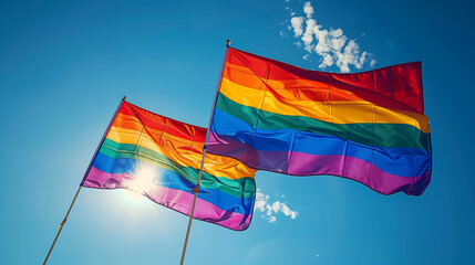 Rainbow flag for pride month, Parade celebrating of LGBTQ community, pride festival