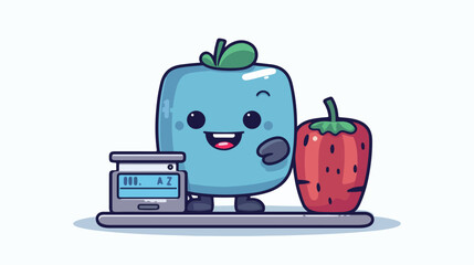 Illustration of weight scale mascot as a dietitian