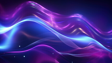 Fototapeta premium Abstract wavy neon purple blue background as wallpaper illustration, Sparkling wavy background