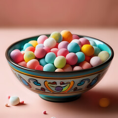 Delicious candy in bowl - generated by ai