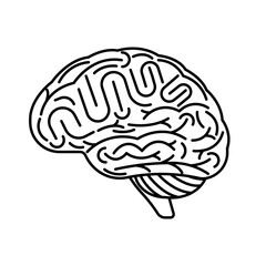 Brain. Human Brain Icon Symbol. Vector Illustration Isolated on White Background. 