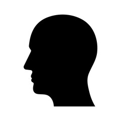 Human Head. Black Silhouette. Vector Illustration. 