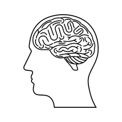 Obraz premium Brain. Head with Human Brain. Vector Illustration Isolated on White Background. 
