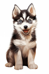 Obraz premium Cute puppy on a white background Created with Generative AI technology.
