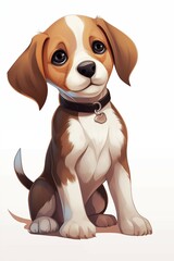 Cute puppy on a white background Created with Generative AI technology.