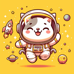 Yellow Galaxy Quest of Astronaut Cat