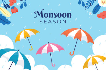 Fototapeta na wymiar Flat background for monsoon season