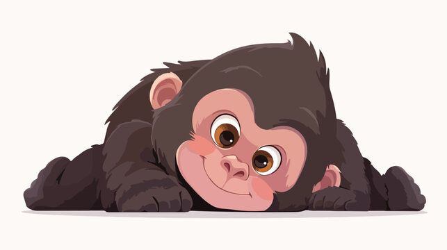 Illustrative vector image of baby gorilla with ligh