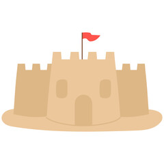 sand castle with red flag on top illustration