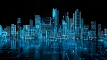 Obraz premium Blue Tech Digital City