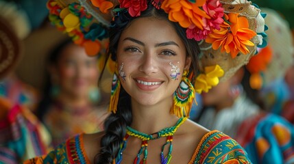 Fototapeta premium Dive into the vibrant authenticity of a cultural festival where performers and attendees from different ethnicities celebrate traditions together. Capture the energy and passion of dancers