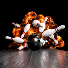 Explosive bowling strike concept art - 781460953
