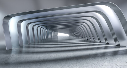 futuristic tunnel with a vanishing point perspective - 781460978