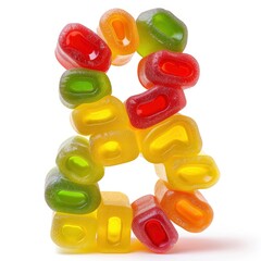 Number 8 figure made of sweet gelatin, edible sculpture, isolated on white background