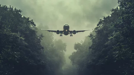 Fototapeten A plane flies above woodland © 2rogan
