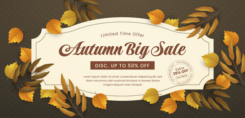 Gradient horizontal sale banner template for fall season celebration