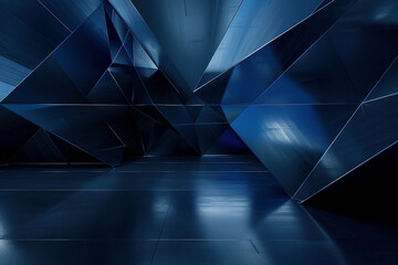 Dark Blue Geometric Shapes on Abstract Background