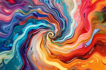 An image of a vibrant abstract painting featuring a combination of multicolored lines and swirling patterns, A swirling kaleidoscope of colors to depict a joyful mood, AI Generated