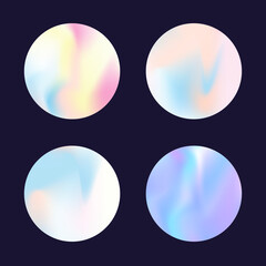 Hologram abstract backgrounds set. Holographic gradient. Spectrum hologram backdrop. Minimalistic 90s, 80s retro style graphic template for flyer, poster, banner, mobile app.