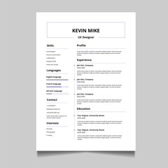 Professional resume business layout, Creative cv template vector minimalist elegant design
