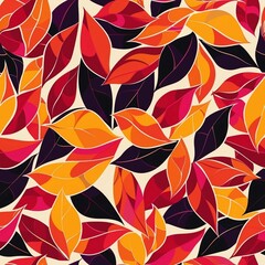 red and orange autumn leaves seamless pattern for fall season