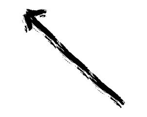 Hand drawn simple arrow drawn with wax crayon, chalk or charcoal. Uneven dry texture for underlining highlighting. Pencil drawn lines, strikethrough, grungy vector isolated on white