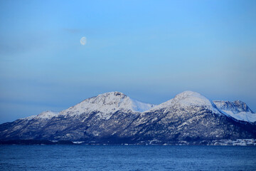 View at the winter mountains near Molde (More og Romsdal, Norway).