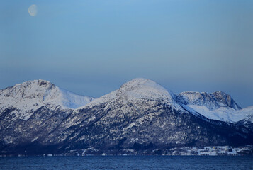 View at the winter mountains near Molde (More og Romsdal, Norway). - 781468121