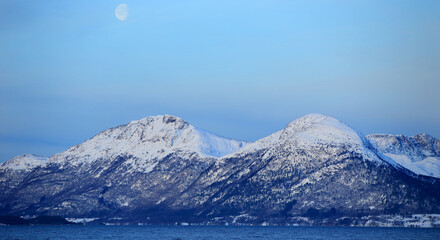 View at the winter mountains near Molde (More og Romsdal, Norway). - 781468123