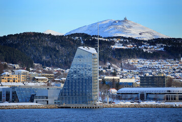 Molde city with Scandic Seilet Hotel (Norway).