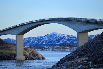 The Atlantic Ocean Road in winter (Nordmore, Norway).