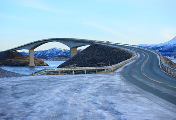 The Atlantic Ocean Road in winter (Nordmore, Norway). - 781468375