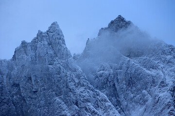 Trollveggen mountains in winter (Norway).