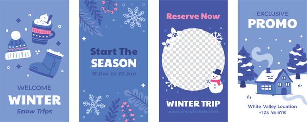 Instagram stories collection for winter season celebration - obrazy, fototapety, plakaty