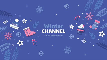 Fototapeta na wymiar Youtube channel art for winter season celebration