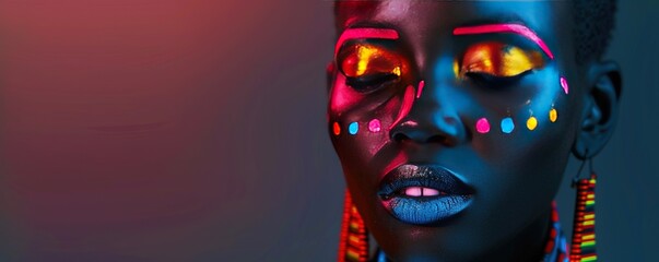 Bold makeup African woman portrait.