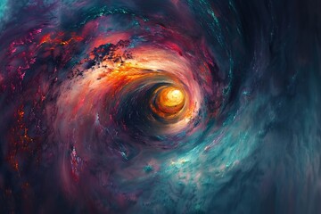 Delve into the mysterious allure of a black hole immortalized in a stunning abstract composition - obrazy, fototapety, plakaty