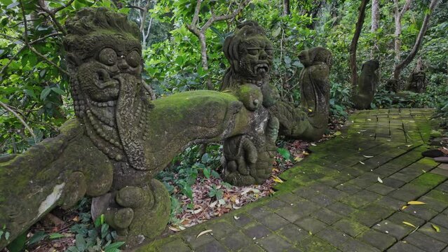 Statue in the Monkey Forest. Ubud, Bali, Indonesia.