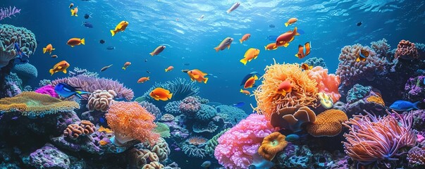 Healthy coral reef underwater fish