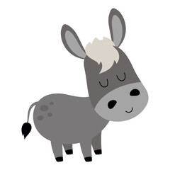 cute cartoon donkey isolated